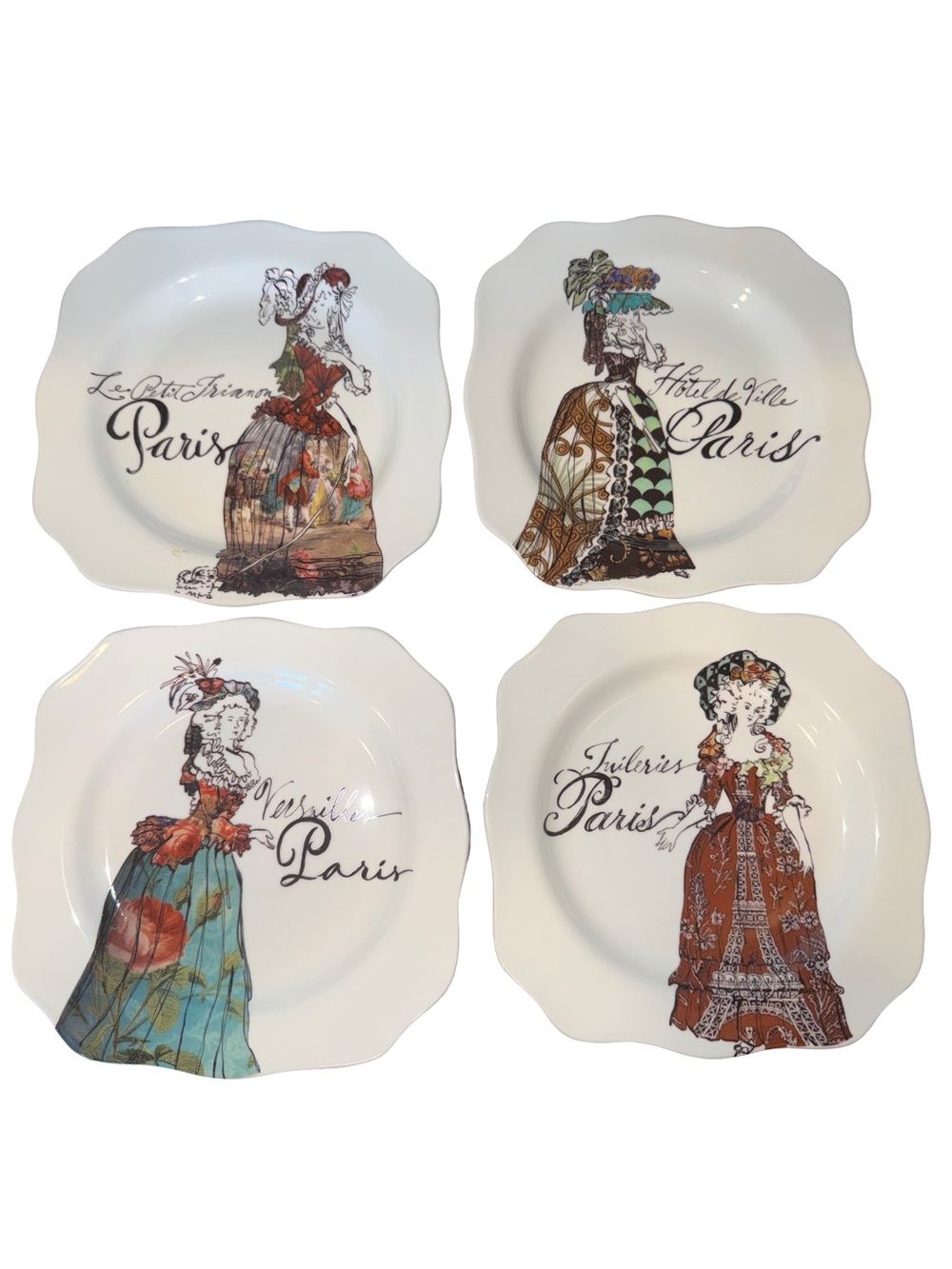 Marie Antoinette Parisian Decorative Ceramic Salad Plates Set of 4